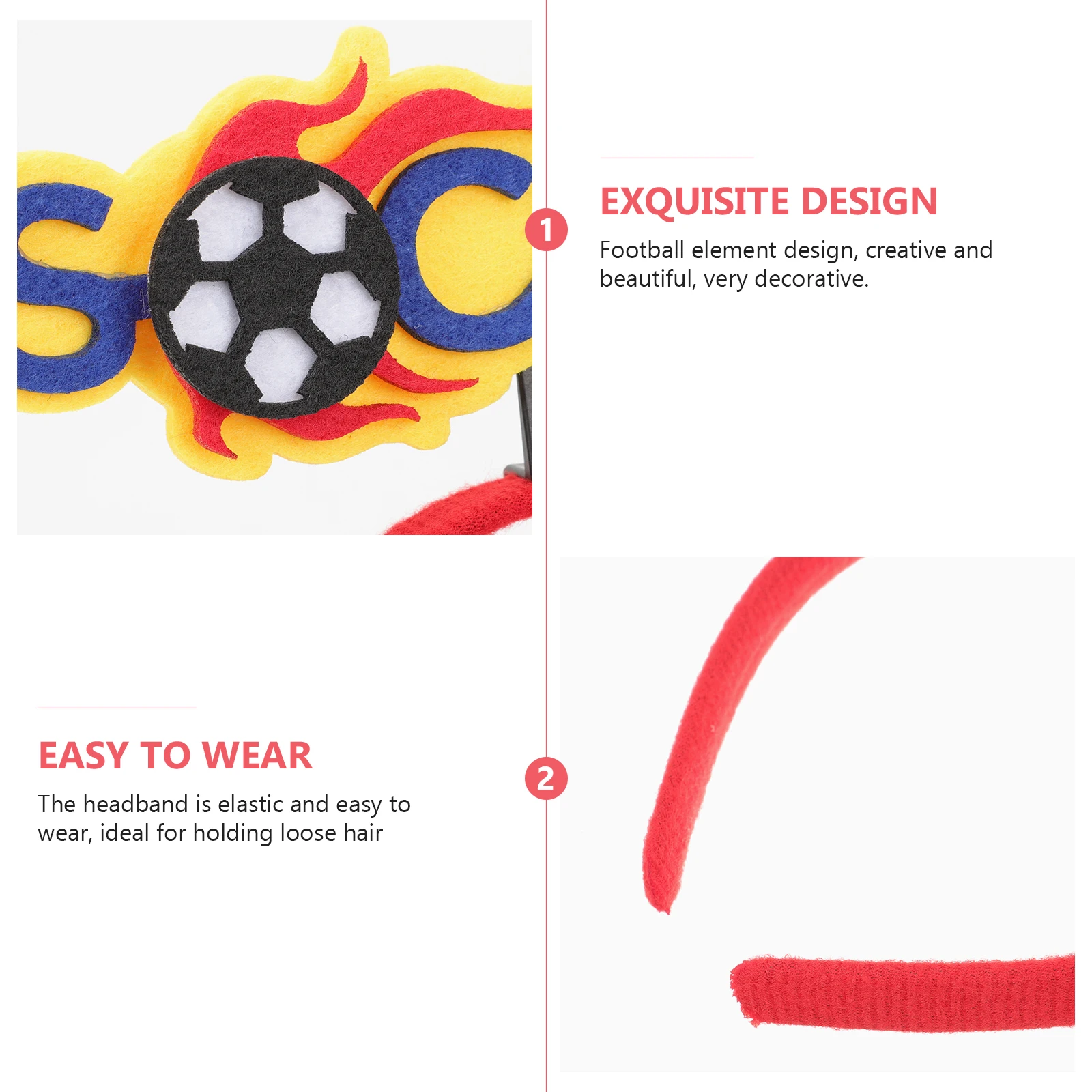 

4pcs Football Fan Headb s Soccer Match Party Hair Hoops Themed Supplies Lightweight Comfortable Photo Props Fans Accessories