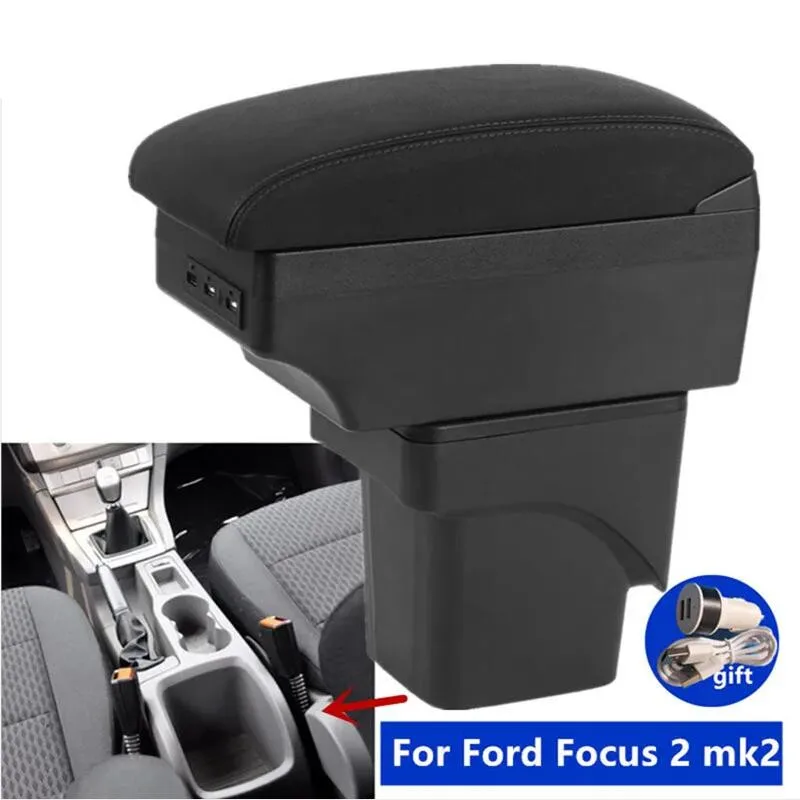 For Ford Focus 2 armrest box For Ford Focus 2 Mk2 2005 2006 2007 2008 2009 2010 2011 Car Armrest Box Storage box car accessories