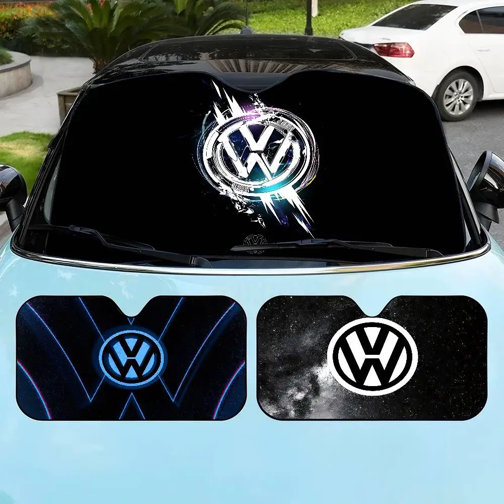 

V-VolkswagenS Logo Car Sun Shade Windshield Shocked Car Front Window Sunshades Cover Keep Vehicle Cool UV