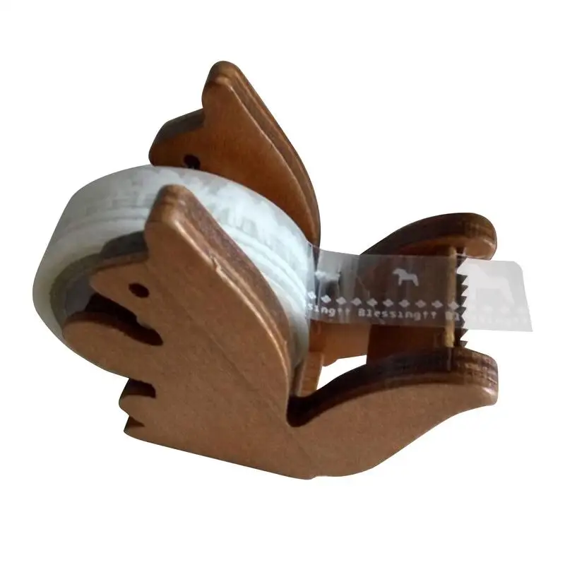 

Tape Dispenser Squirrel Shape Wooden Desktop Tape Cutter Vintage Wooden Tape Cutter Masking Tape Storage Organizer Desktop