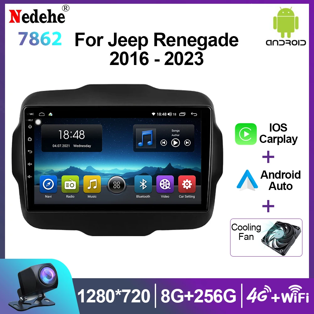 

9" Car Radio Android 12 Wireless Carplay For Jeep Renegade 2016 - 2020 Multimedia Stereo 2din Head Unit GPS Navigation Wifi 4G