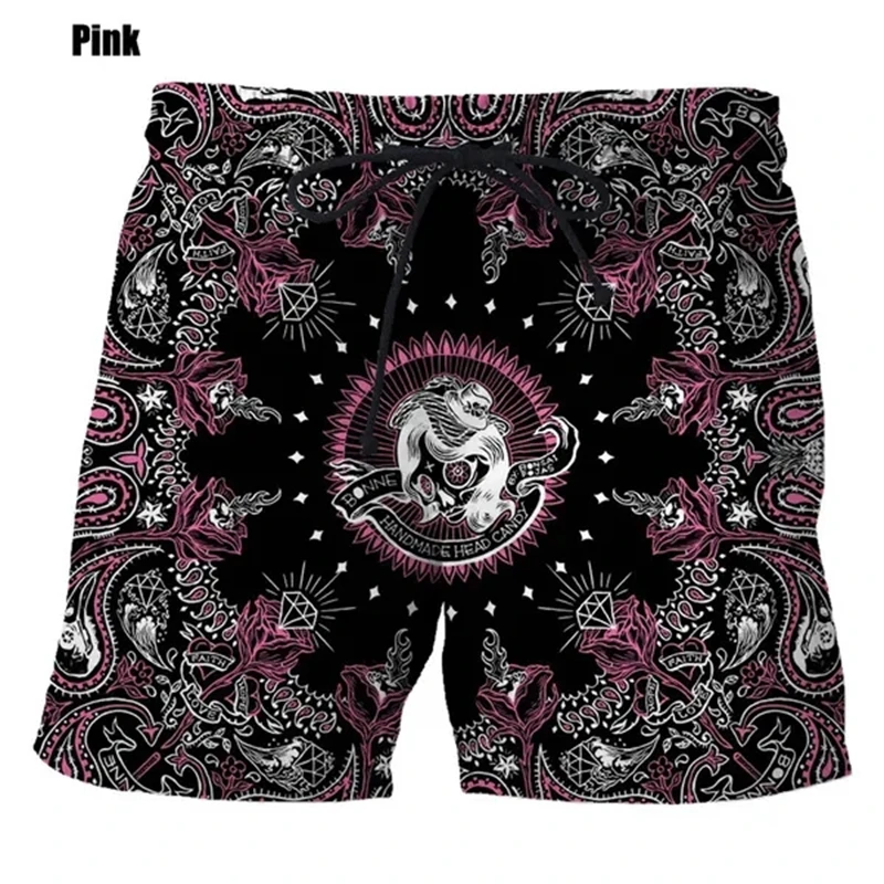 Pantalones cortos con estampado 3D de Bandana para hombre y mujer, pantalón corto informal para playa, deporte acuático, gimnasio, tabla de Surf,