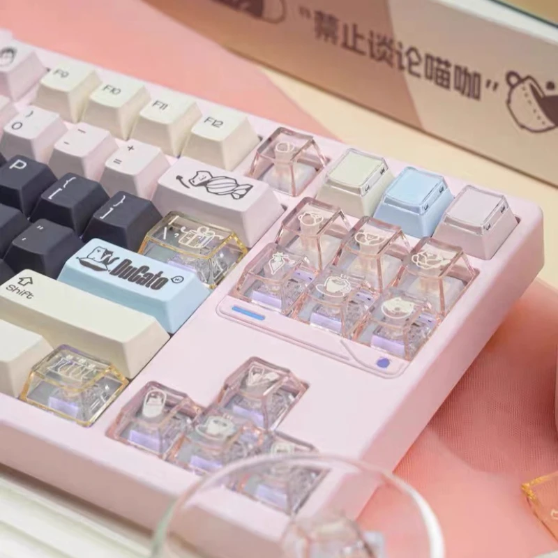 

Pocket Cat Theme Keycaps Set PBT PC Cherry Profile Custom Original Handmade Keycaps for Mechanical Keyboard Accessories DIY Gift