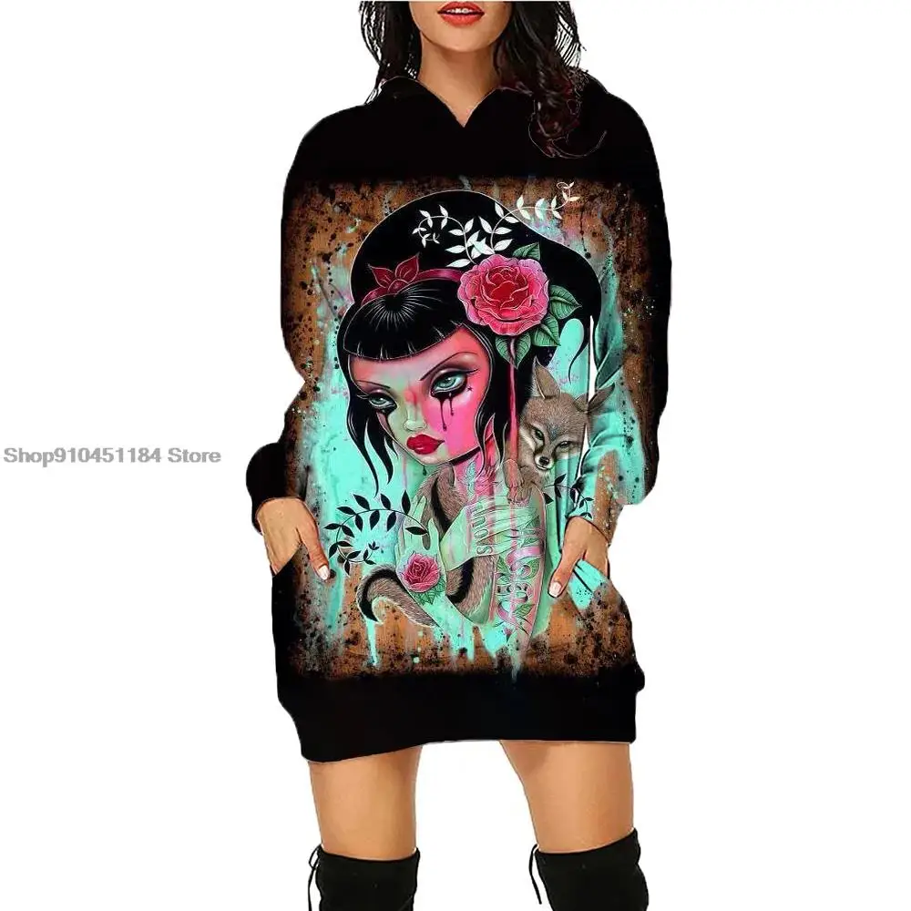 

Spring Women Casual Long Sleeve Loose Sweater 3d Abstract Painting Women's Hoodie Dress Loose Long Sleeve Fashion Pullover