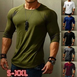 Spring Men Long Sleeve t-Shirt Top Casual White t Shirt For Men Quick Drying Gym Football Tshirt Soild Blouses Tees Male Clothes