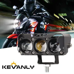 Motorcycle LED Spotlight Dual Color Hi/Low Beam Fog Lamps for Car Trucks SUV UTV 12V 24VMini Lens Headlight Driving Light