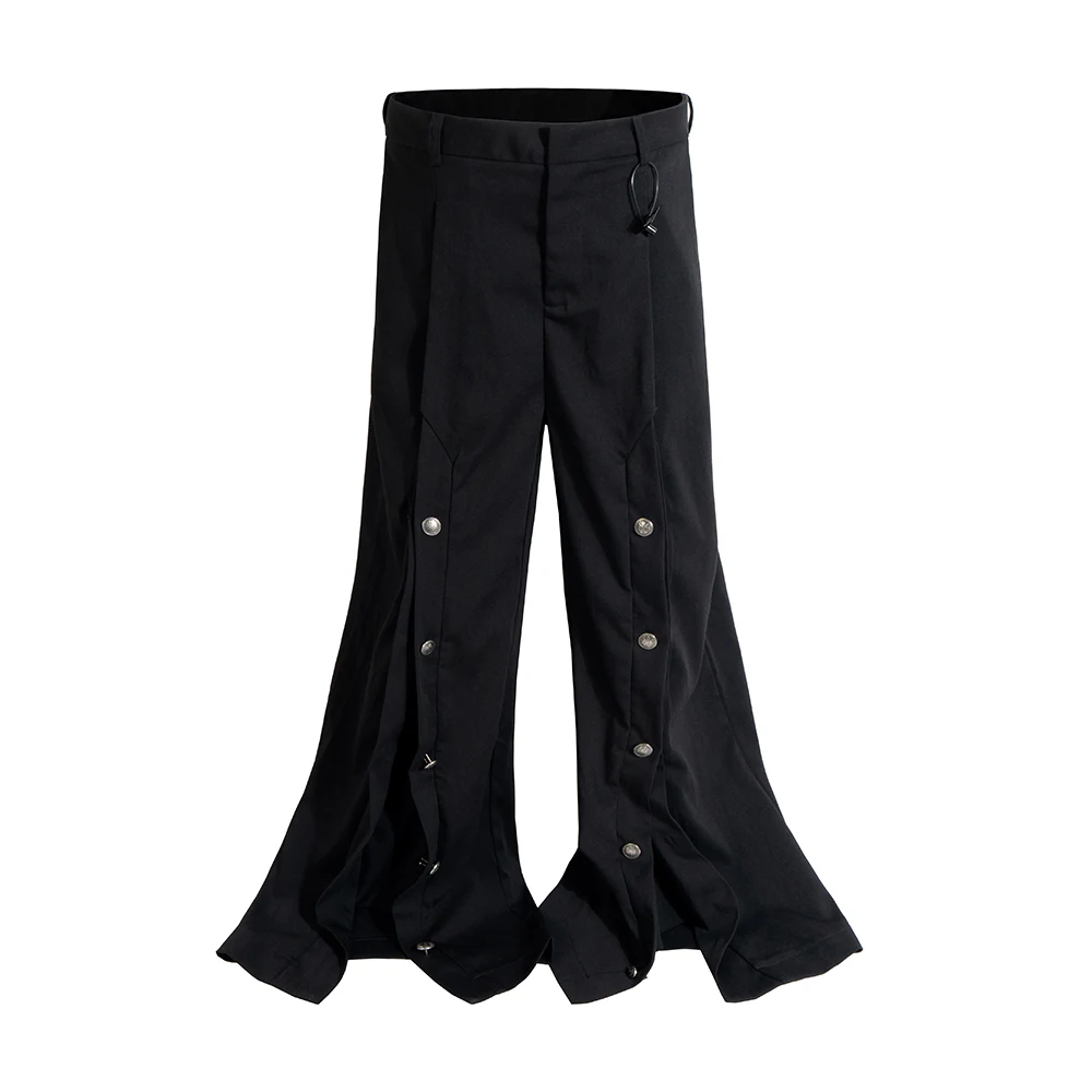 High Street Front Button Black Wide Leg Flare Pants for Men and Women Straight Solid Color Ropa Hombre Loose Trousers Oversized