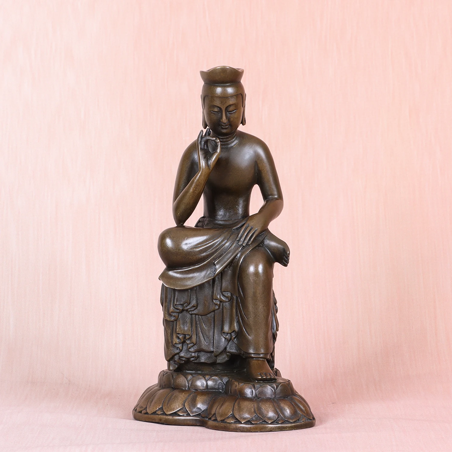 Bronze Maitreya Bodhisattva Buddha Statue Sculpture Buddhist God Figurine Art for Temple Indoor Decoration Gifts