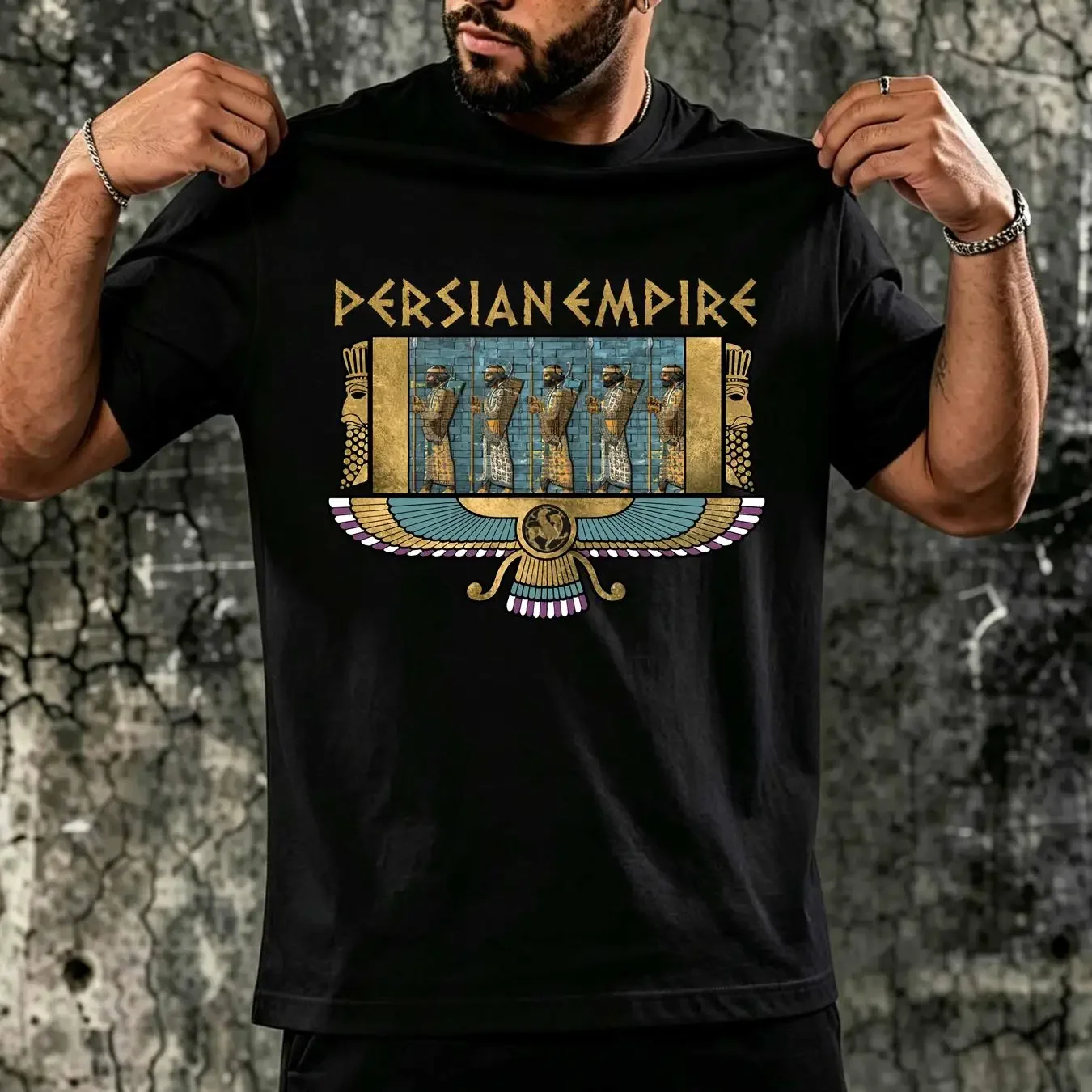 washed T Shirt Persian Empire Ancient Persia Immortals King of Kings long or short sleeves vintage Washed Comfortable homme
