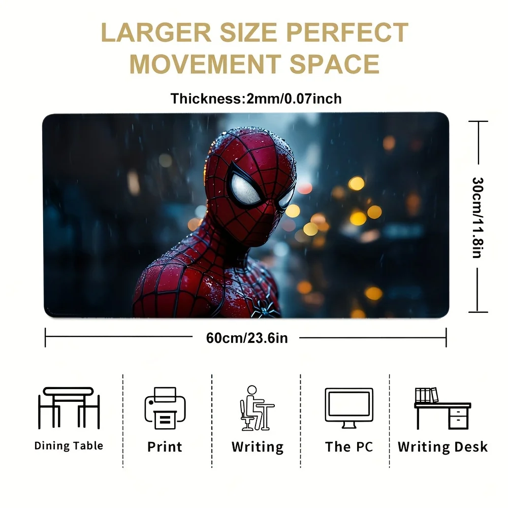 Alfombrilla de ratón grande MARVEL Spider-Man Silhouette - 400x900x2 mm, 300x600x2 mm, tamaños 300x800x2 mm, base de goma antideslizante, P de alta calidad