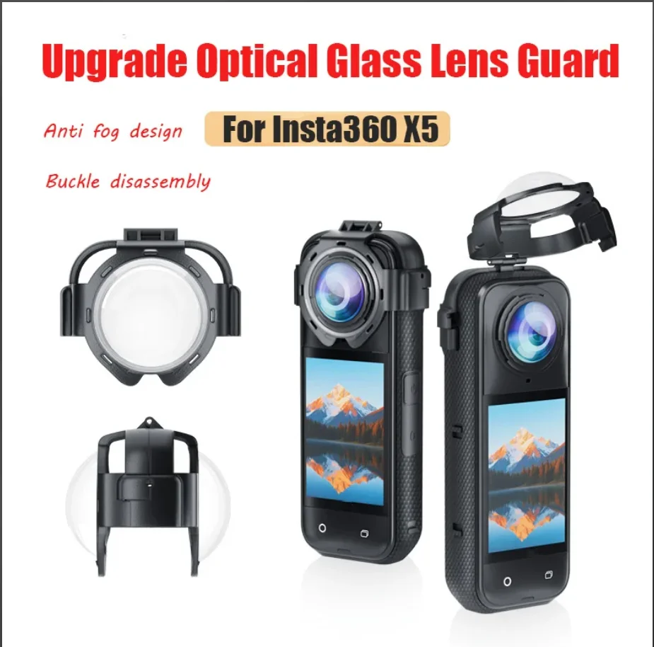 

Upgrade Anti-fog Lens Guard for Insta360 X5 Snap-on Optical Glass Lens Protective Anti-Scratch Cover for Insta 360 X5 Camera
