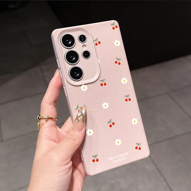 INS Smile Daisy Cherry Lichee Pattern Case dla Realme 14 13 12 11 9 Pro Plus 10 8 5G 8i C53 C51 C63 C55 C35 C30S C21Y C25Y Cover