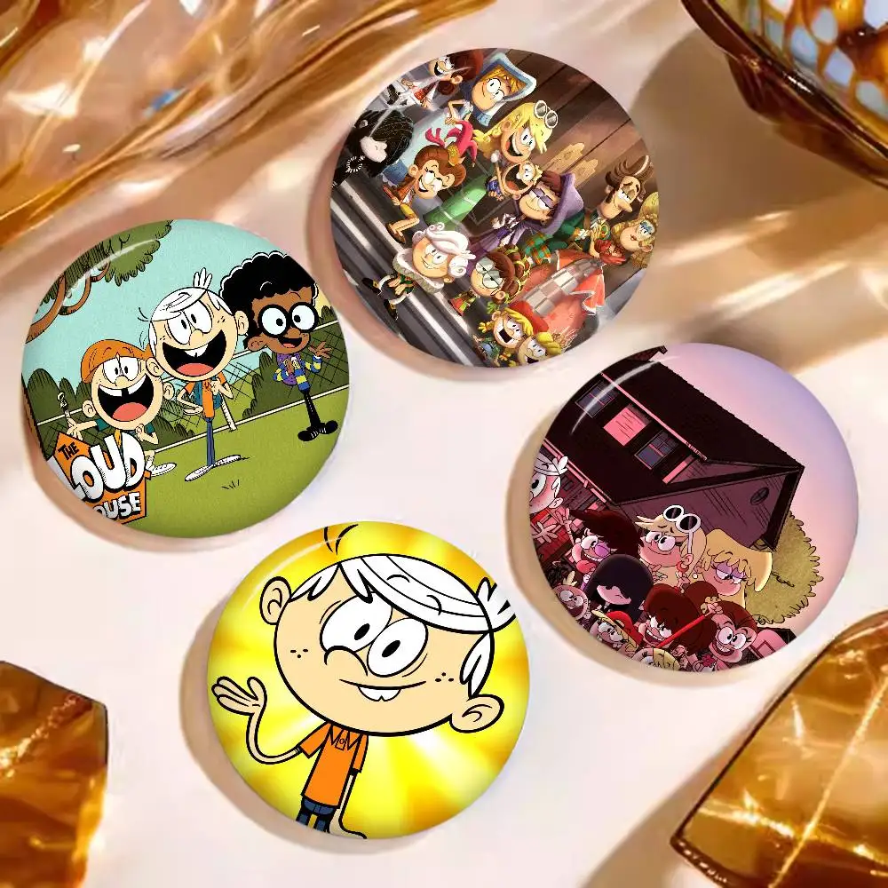 Children's family comedy The Loud House Round Button Pins Slogan Creative Brooches Backpack Clothes Decoration Fashion Jewelry