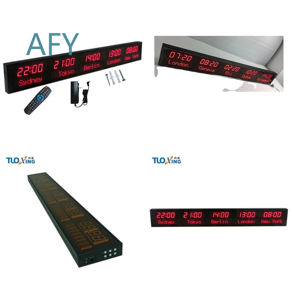 Portable Programmable LED Digital World Clock with Remote Control for Time Zone Change for Travelers and Remote Workers