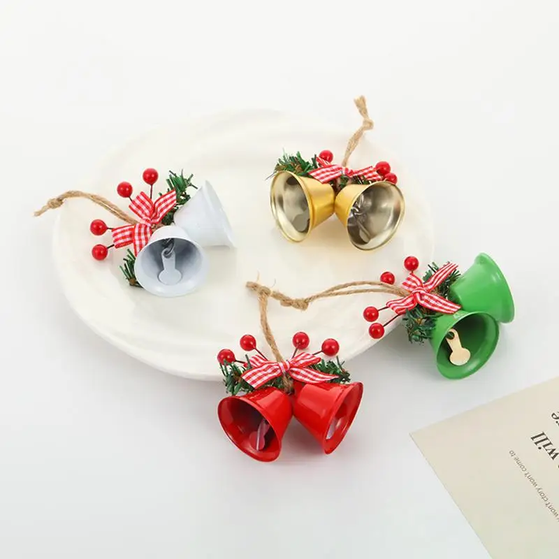 Christmas Bells Decoration Colorful Iron Bell Pendant Decoration Ornaments with Lanyard  for Christmas Tree Decor