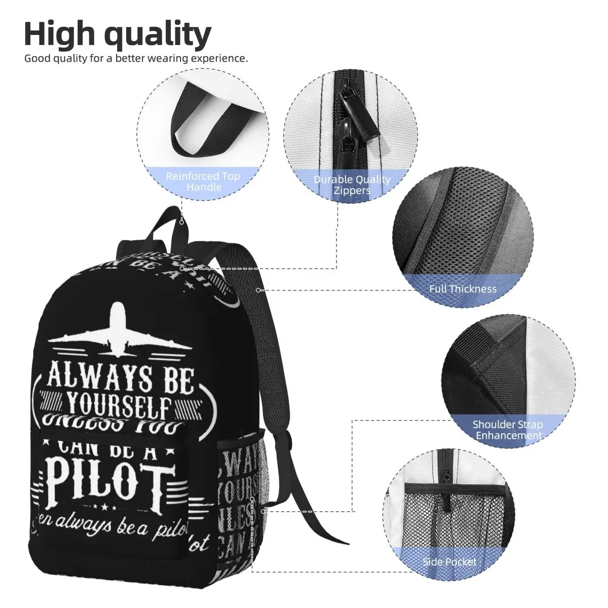 Born To Fly Captain Stripes Flight Pilot Aviation Aviator Airplane Backpack Daypack Kids BookBag School Bag Shoulder Bags view 2