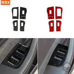 Carbon Fiber Window Lifting Button Sticker For Tesla Model Y 2020+ Model 3 2017-2022 Car Interior Accessories