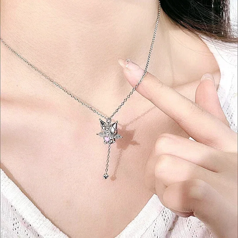 Kawaii Cartoon Necklace Anime Action Figure Kuromi Necklaces for Kids and Teens Cute Mymelody Animal Pendant Chain Jewelry Gifts