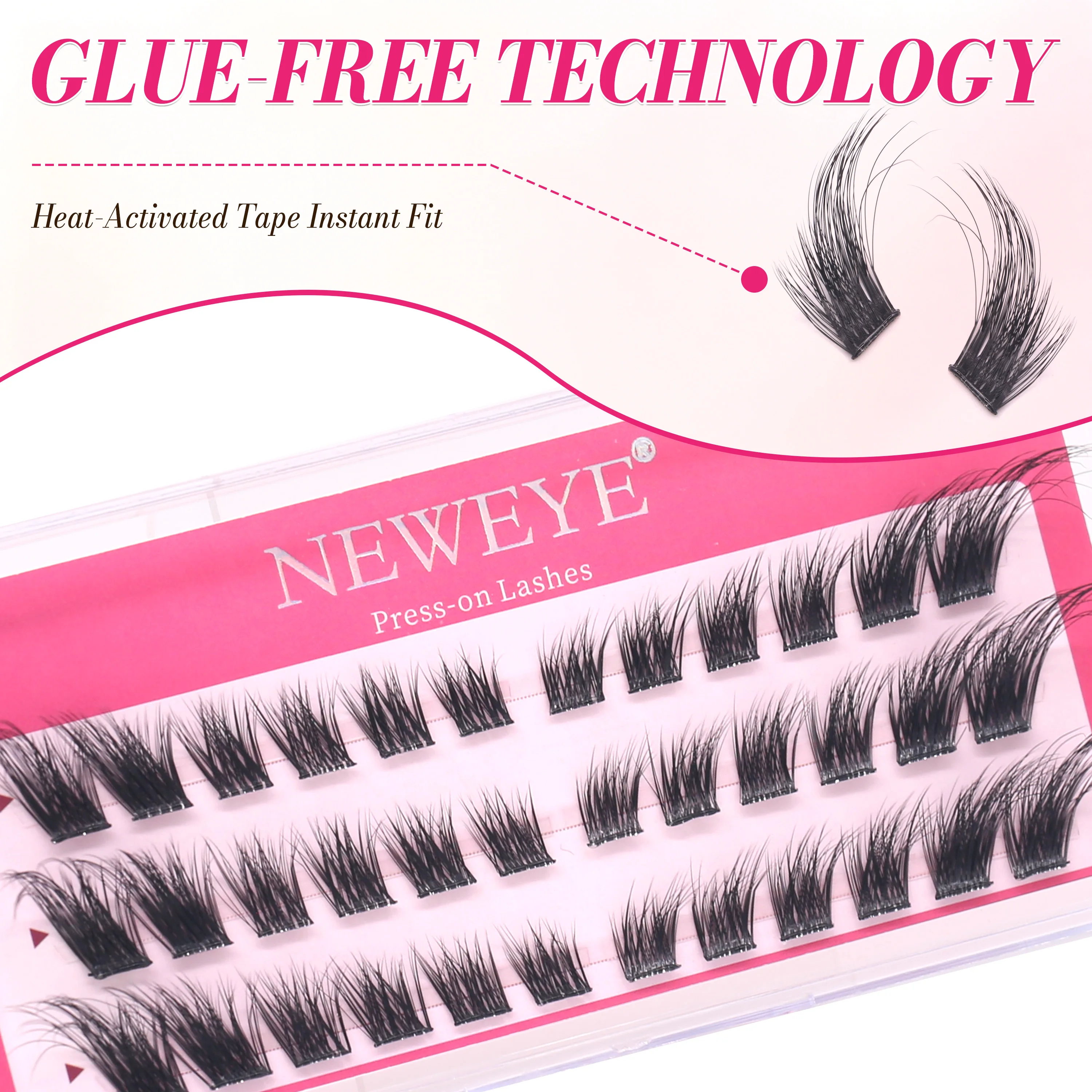 8-16mm Glue Free Self Adhesive DIY Eyelashes Extension 36 Clusters Reusable 2-3times Thick And Long Style Cosplay Eyelash Makeup