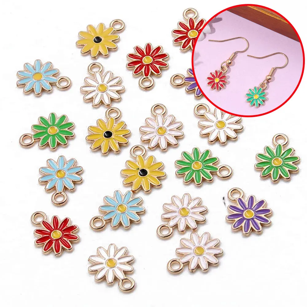 6/24/48pcs Random Daisy Shaped Decorative Pendant,DIY Earrings,Valentine's Day HalloweenChristmasVacation Decoration Accessories