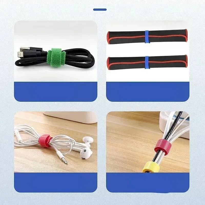 Adjustable Cord Buckle Adhesive Velcro Fastener Reusable Cable Ties Hook-and-loop Fastener Self-adhesive Cable Management Straps