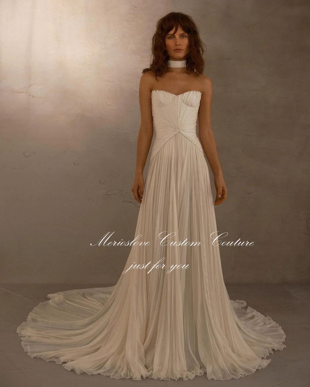 Merioslove Boho Wedding Dresses Sleeveless Sweetheart Pleat Ruched A-Line Bridal Gowns Beach Bride Dress 2024