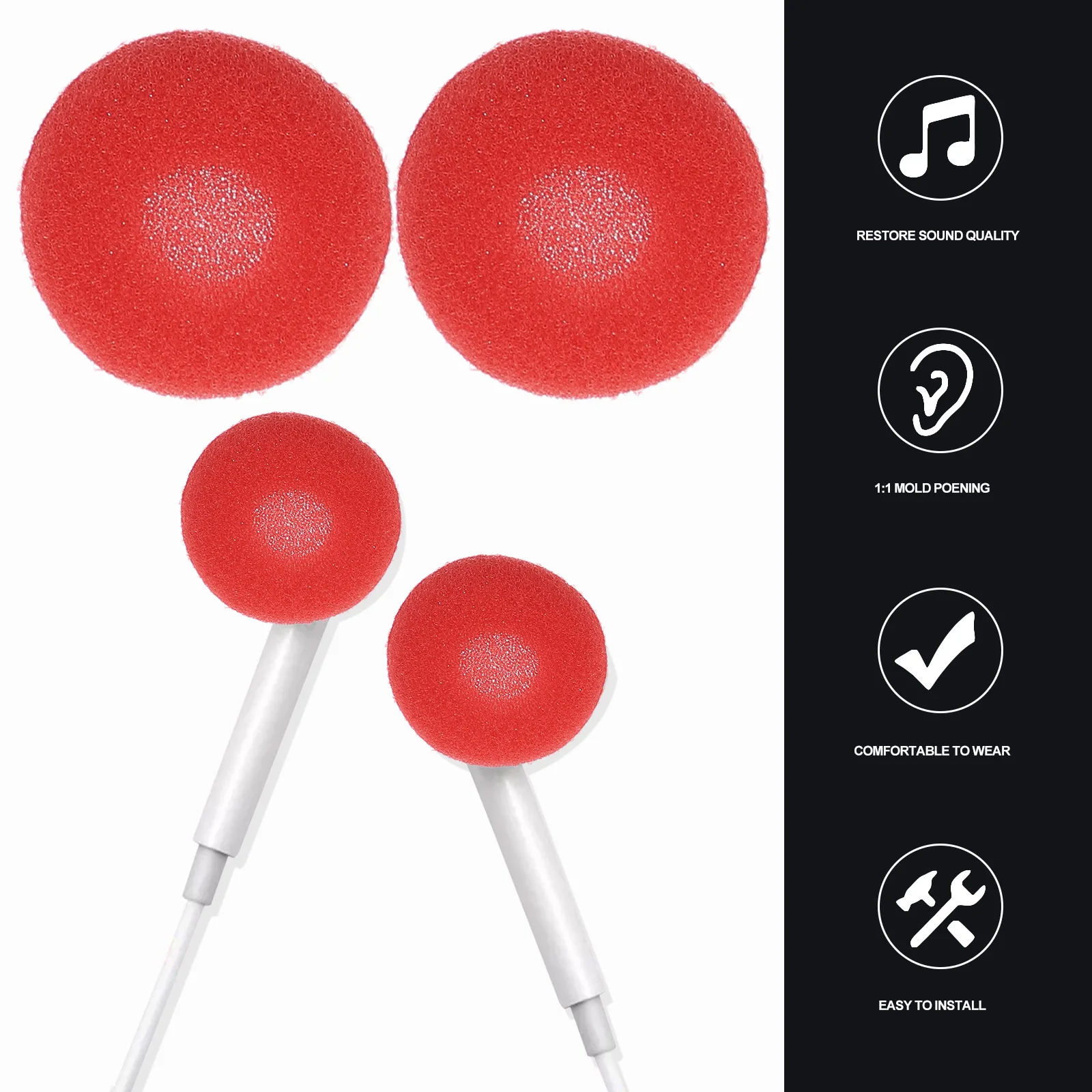 

50 Pcs Ear Buds Earplugs Earbuds Protector Covers Earmuffs Sponge Red Earphone Pads Replacement