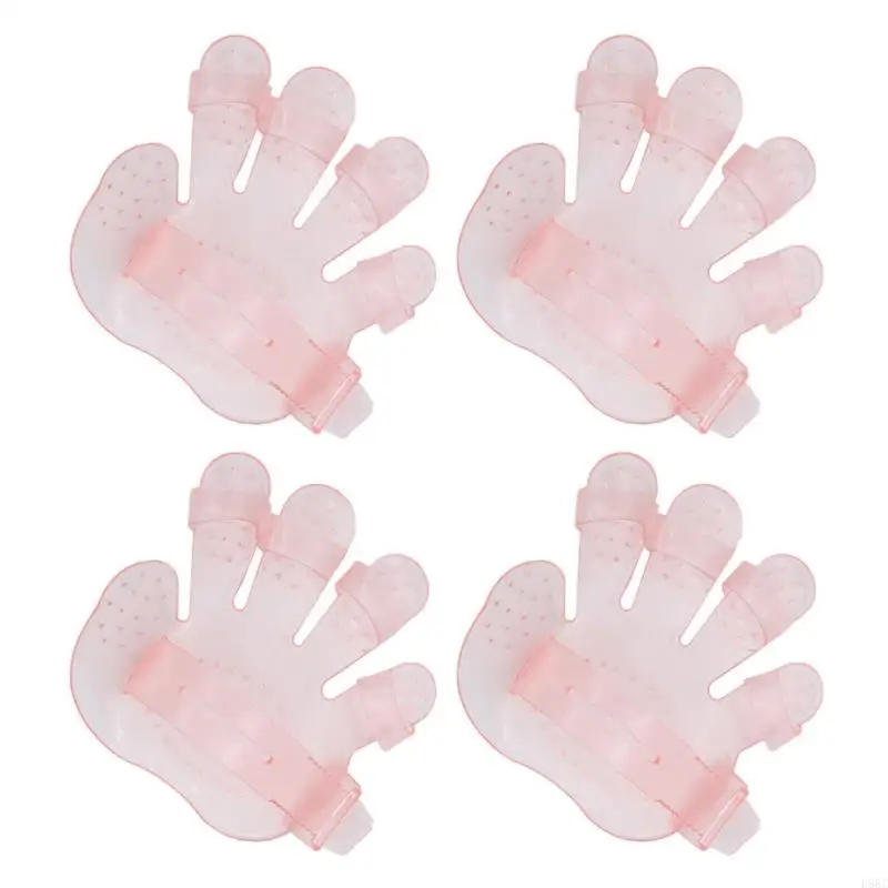 D5BC 4lots Plastic Pet Grooming Glove Five Finger Pet Grooming Glove Massage Brush