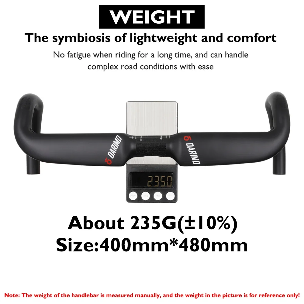 Full Carbon Aero Gravel Handlebar Ultra Lighr Weight About 235g(400x480mm) Diameter 31.8mm Length360/400/420/440mm ForDi2 Racing