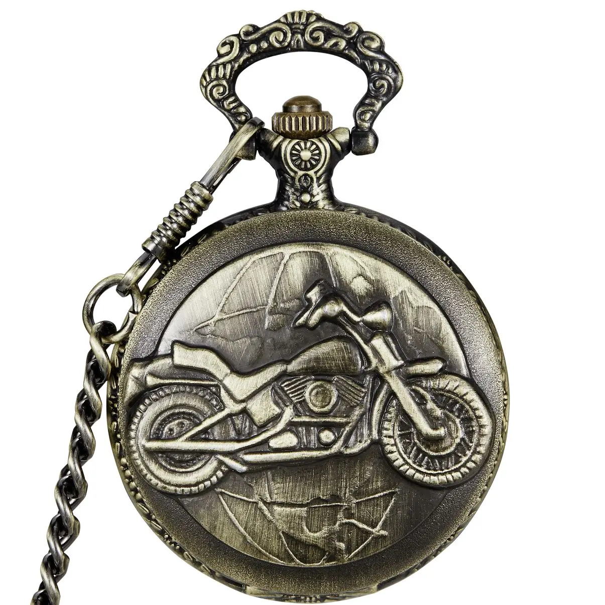 

Antique Bronze Motorcycle Mechanical Pocket Watch Women Necklace Chain Rtero fob watches gifts