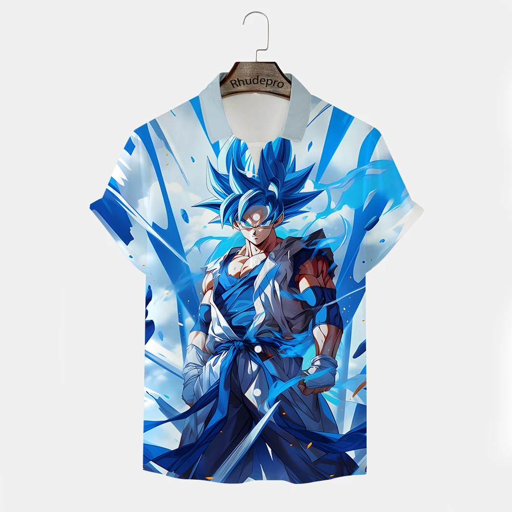 Chemise surdimensionnée de style Harajuku pour hommes, chemises d'anime japonais, vêtements Y2K, tendance de la nouvelle mode Goku, haute qualité, cadeau, 2024