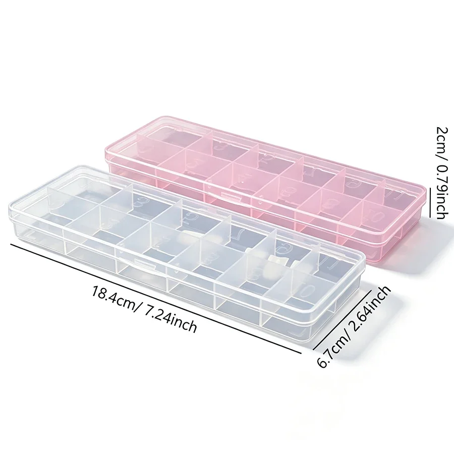 12 Grid Nail Tip Storage Box, False Tips Case with Printed Marking, Jewelry Rhinestone Bead Organizer Container view 6