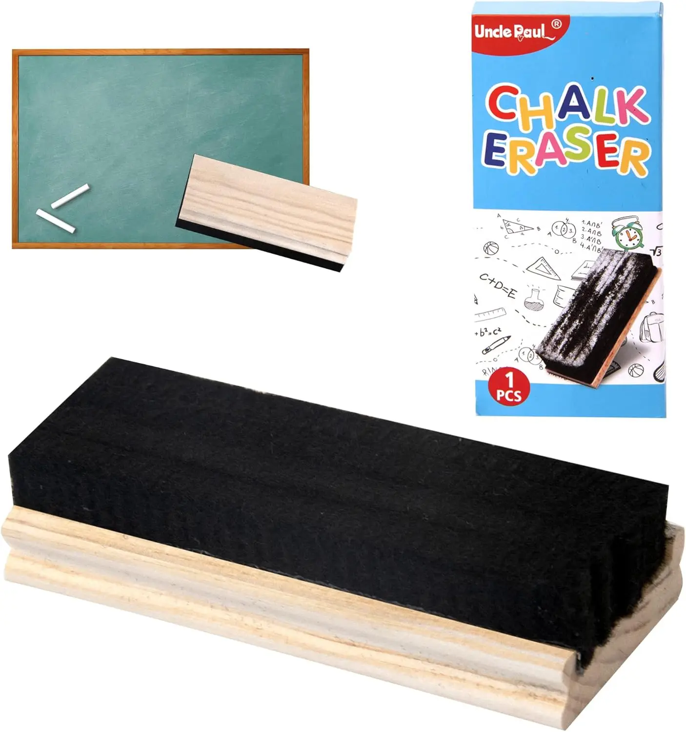 

Chalkboard Eraser with Pine Wood Handle - Engravable DIY Gift for Classroom