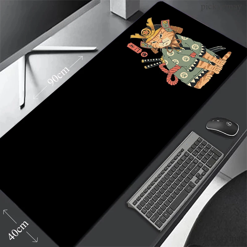 Mouse Pads Samurai Cat Gaming Mousepads 400x900 Large Mousepad Gamer Rubber Mat Company Desk Pad Design For Gift