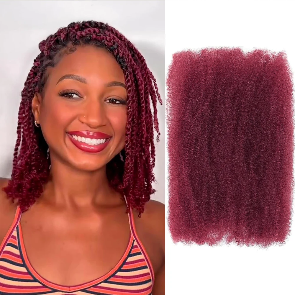 8 Inch 1 Bundel Afro Kinky Bulk Haar Voor Dreadlocks Extensions Reparatie Locs Mini Vlechten Twist Haar Synthetische Afro Kinkys