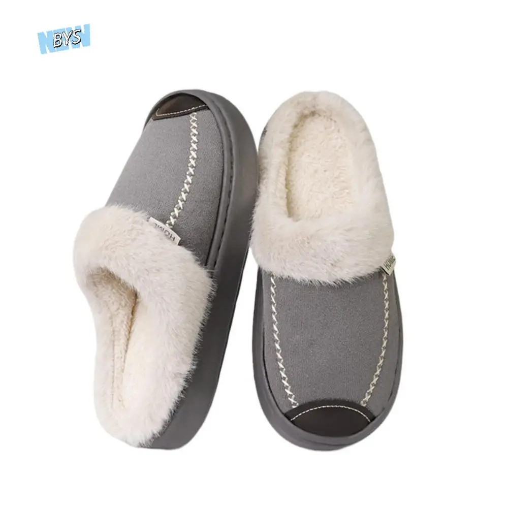 

Thick Sole Furry Thermal Slipper Anti-skid Homewear Shoes Plush Warm Slippers Fluffy Couple Home Slippers Winter Indoor Slippers
