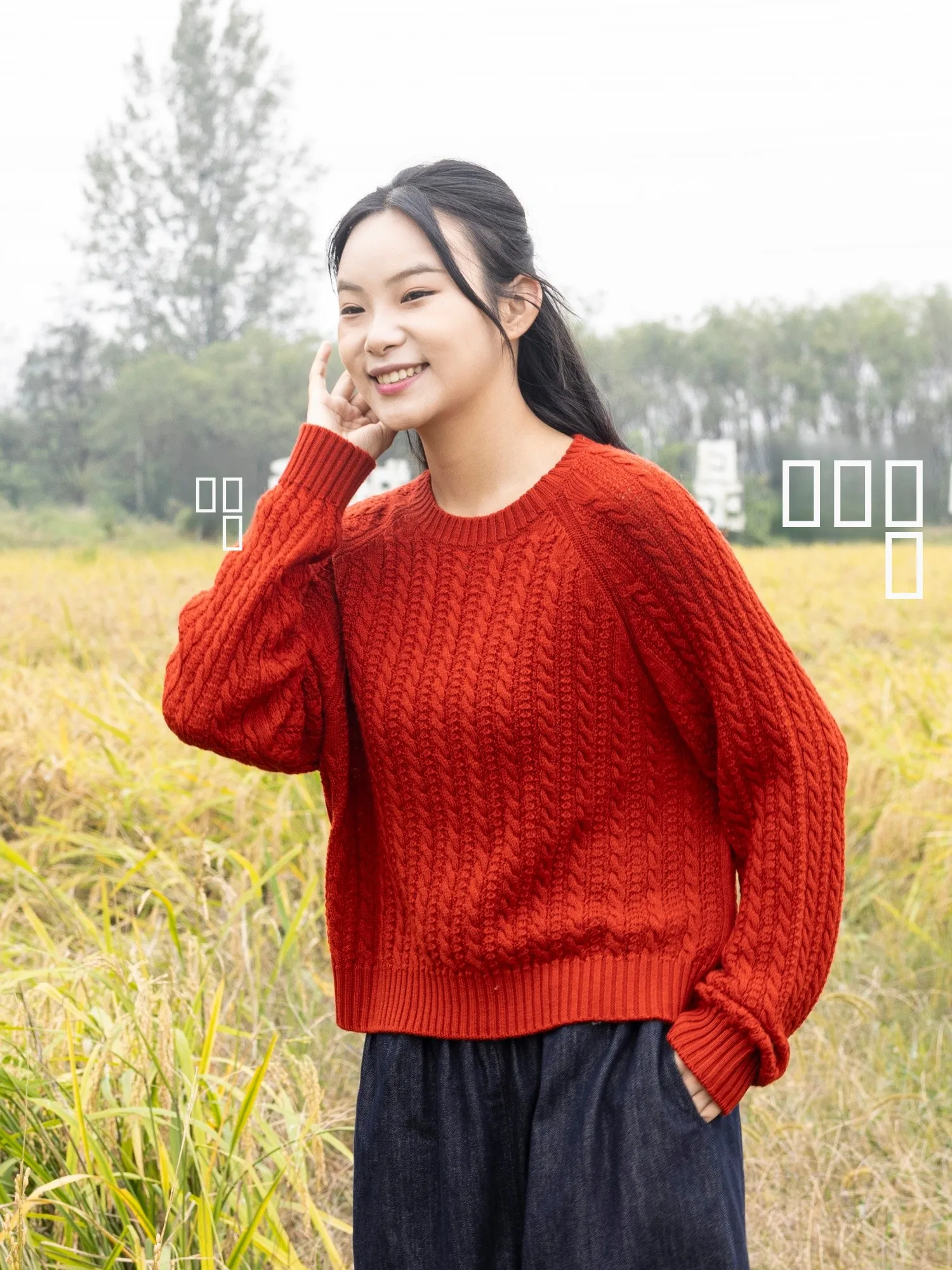 

Теплый красный шерстяной вязаный свитер с длинными рукавами, ретро-дизайн с цветочным узором, удобный крой, осенне-зимний женский топ