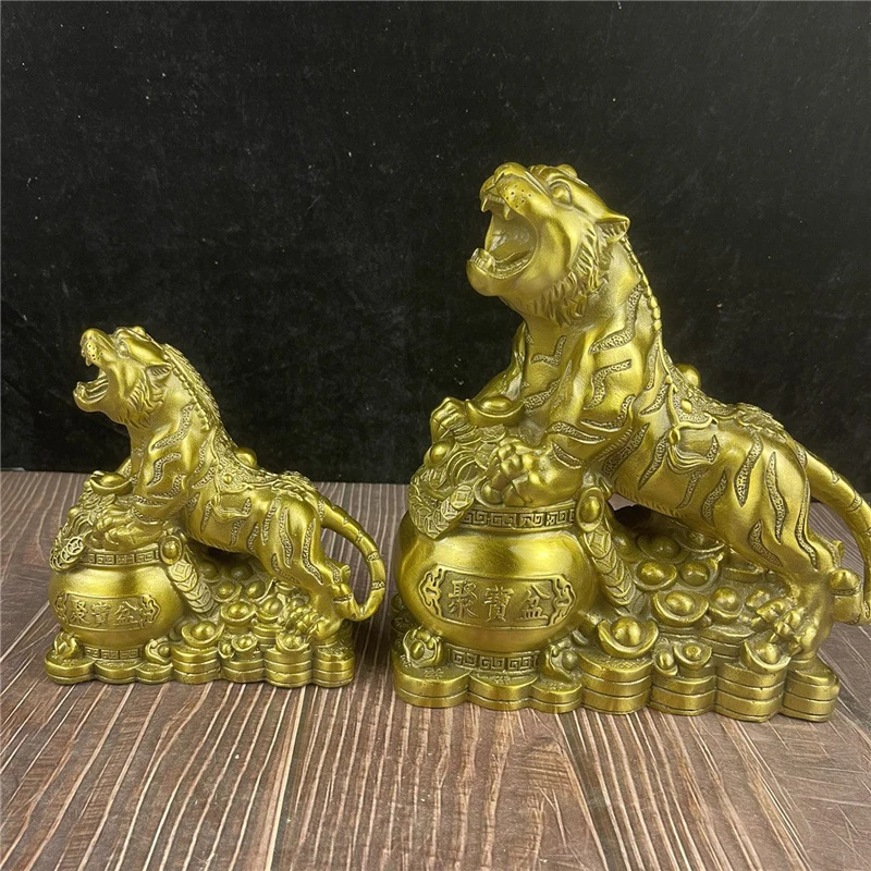 Brass , Copper , Zodiac , Treasure Bowl Tiger Home and Office Decoration