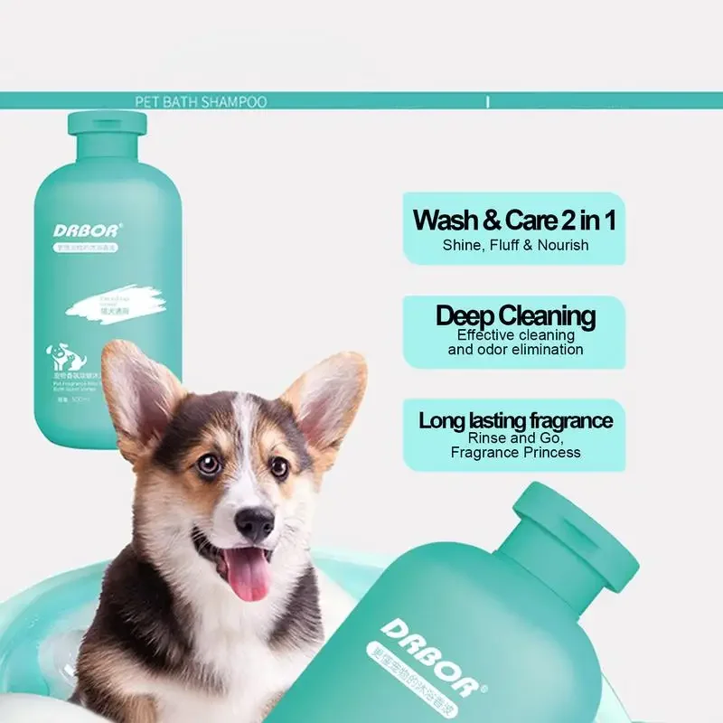 Pet Shampoo for Dogs Pet Bath Wash 500ml Fragrance Body Wash Dense Foaming Liquid Shampoo Moisturizing for Most Skin Types