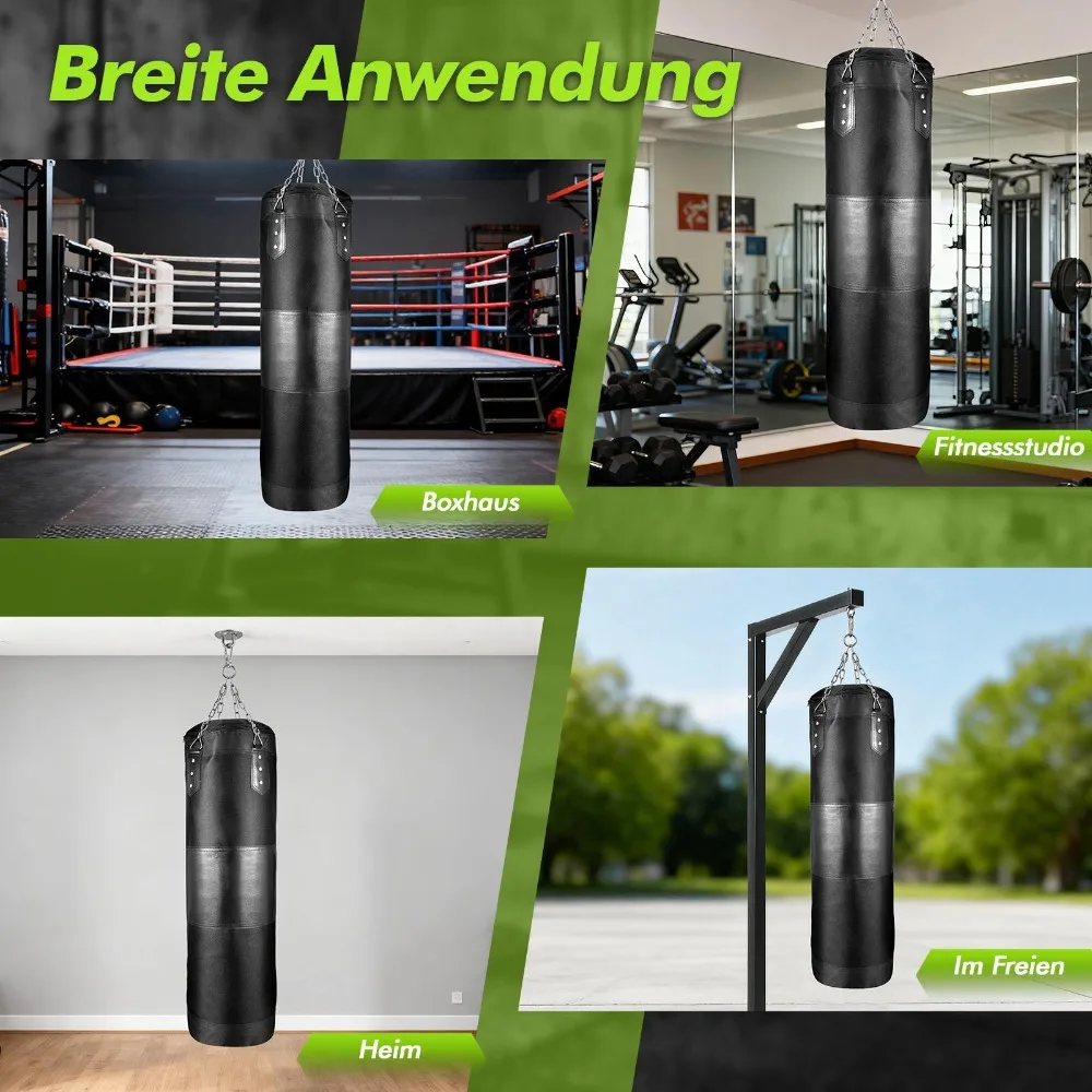 Picture 7: Punching Bag for Adults Leather Heavy Boxing Bag Set with Gloves Hand Wraps Hanging Bag for MMA Karate Kickboxing Muay Thai