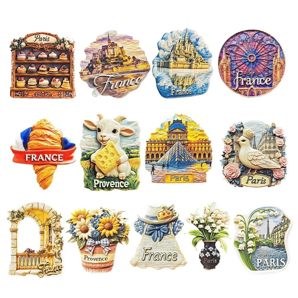 Europa Francia Provenza París resina 3D imanes de nevera turismo recuerdo refrigerador pegatina artesanía regalo decoración