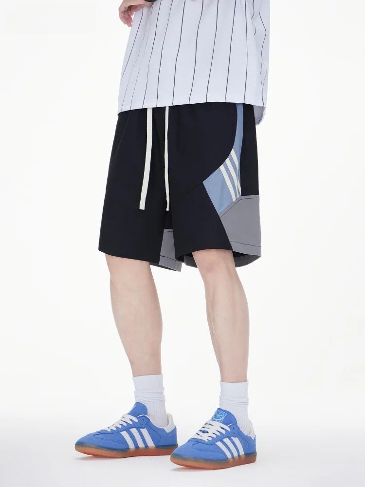 

RB Qui Dry спортивные футболки мужские зимние новые свободные повседневные брюки в американскую полоску для бега пять четвертей дышащие тонкие