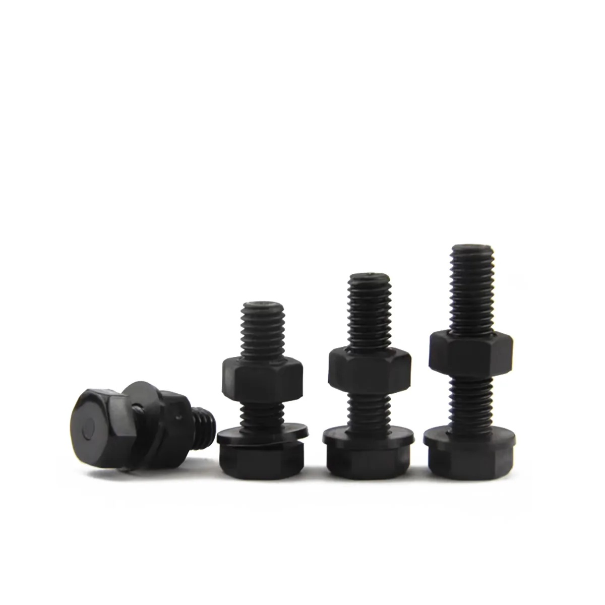 Black Nylon External Hexagonal Screw  Flat Washer Nut Set Combination Plastic Insulated Bolt M3M4M5M6M8M10M12