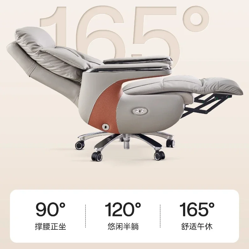 Electric Massage Boss Chair Heated Ventilated Gaming Chair Genuine Leather Executive Computer Seat Luxury Ergonomic Office Chair