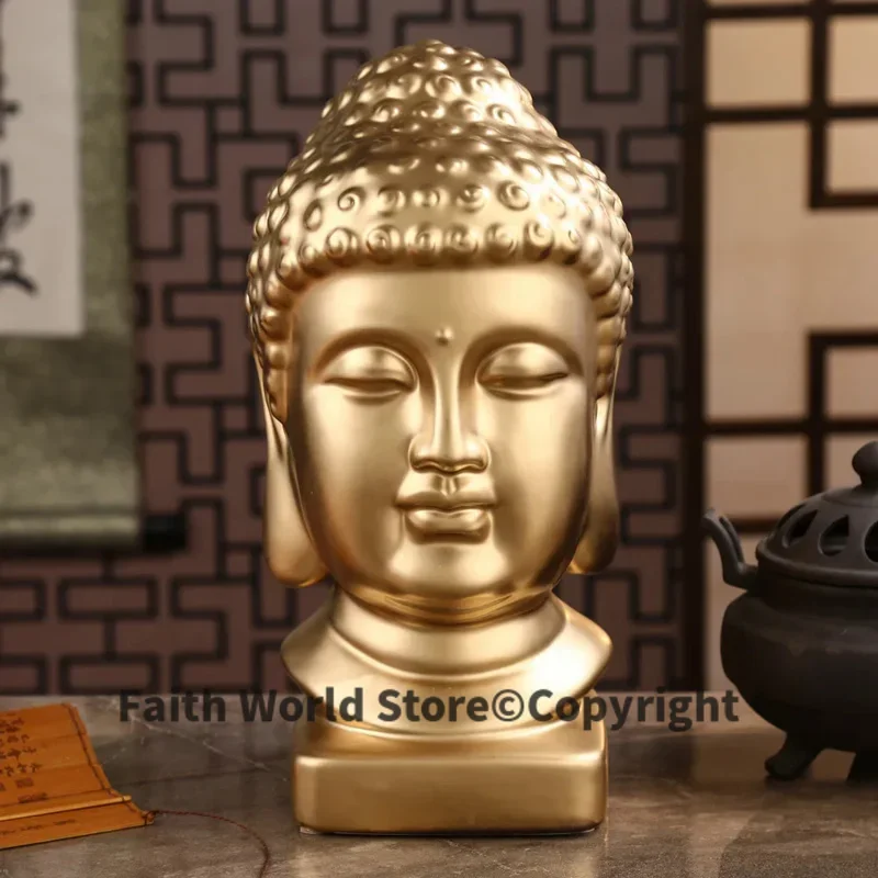 24cm large-TOP efficacious home family Protection Bless Safe good luck Buddha -Southeast Asia gold Ornamental Buddha art statue