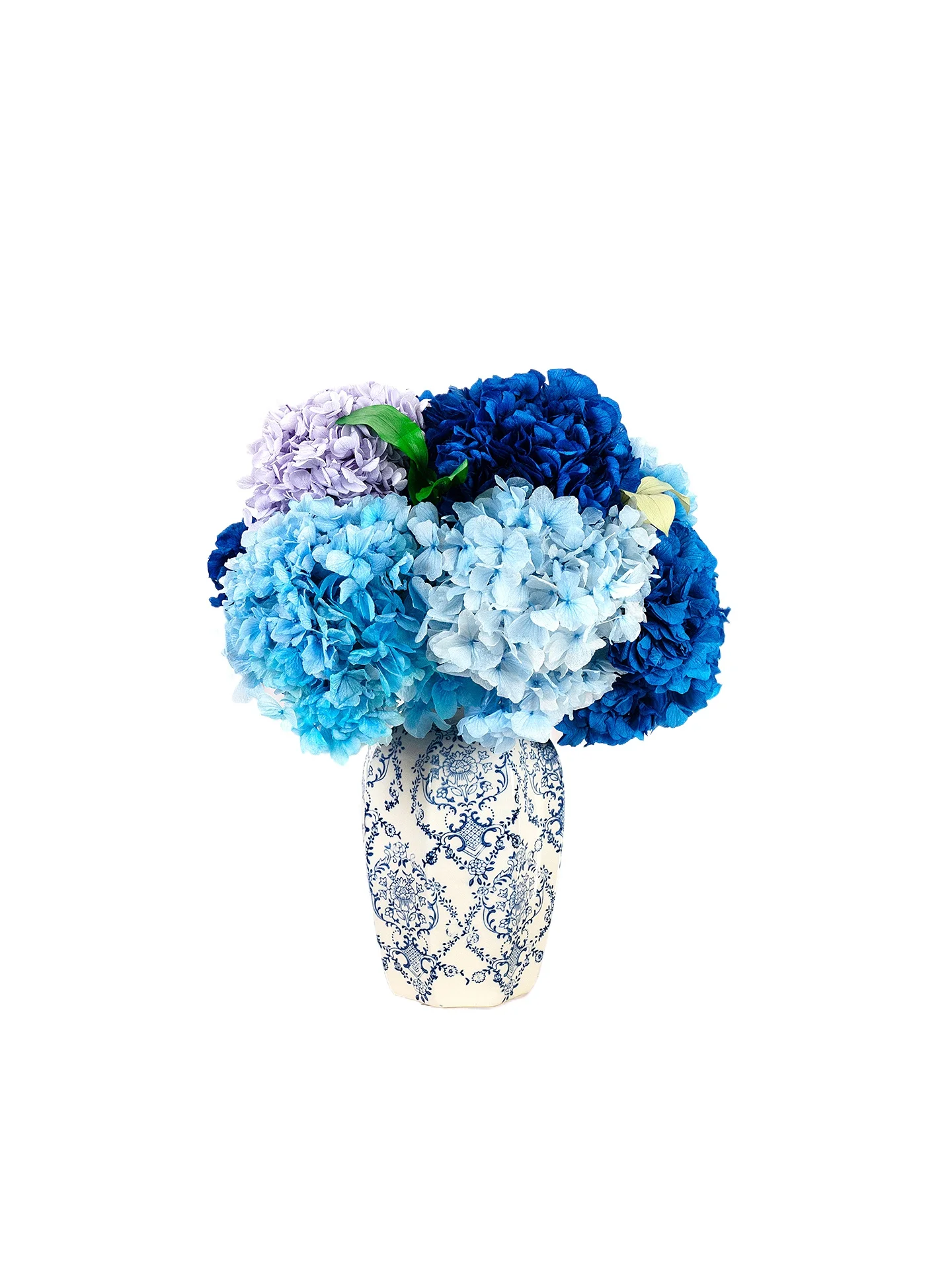 Eternal flower blue and white porcelain hydrangea vase, Chinese home decoration housewarming art high-end ornament