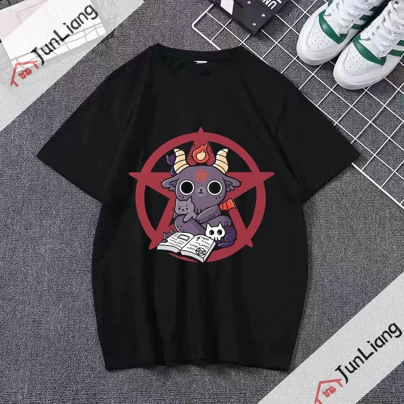 T-shirts with Satanic Graphics for Men and Women, Fun Goat T-shirts, Scary, Evil, Breathable, 4xl T-shirts XS, In The Summer