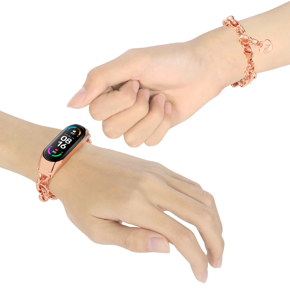 Metal Bracelet Strap For Xiaomi Mi band 10 9 8 7 6  Fashion Ladies Smart Bracelet Replacement Wristband For Xiaomi Mi band 10 5