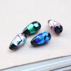 8mm Drop Shape Lampwork Glass Beads Handmade Foil Bead Blue Green Pink Mix Colors For Jewelry Bracelet Earring Making DIY Fine