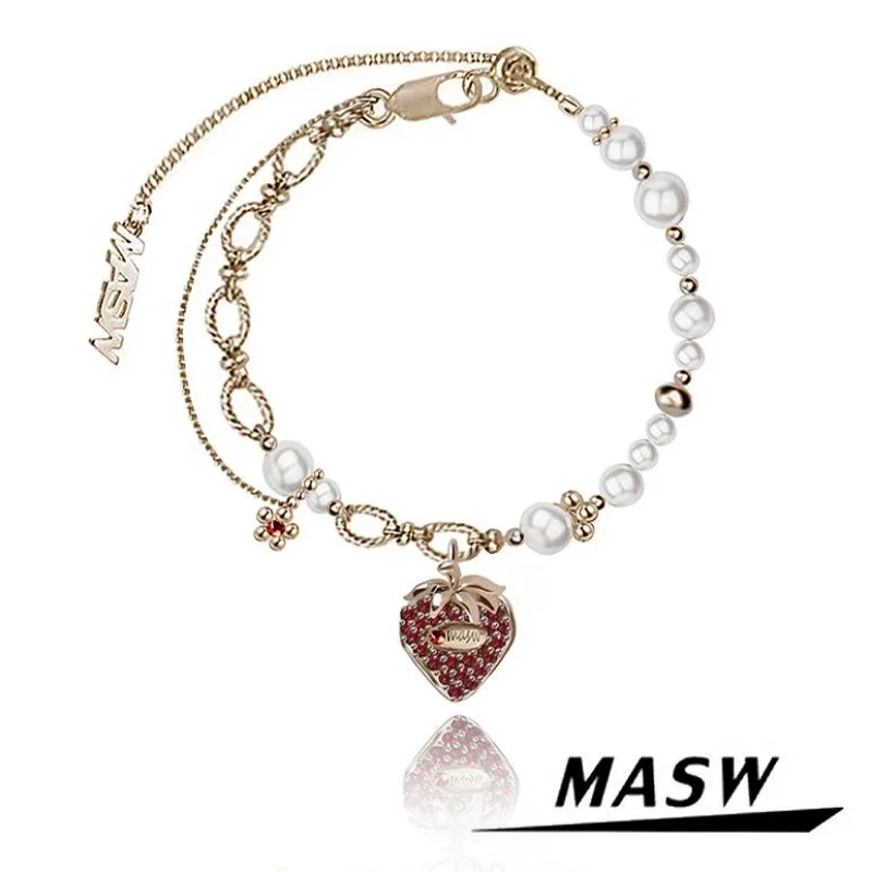 

MASW Original Design Senior Sense Pretty Red Strawberry Bracelets For Women Girl Gift Fashion Jewelry Popular 2024 New